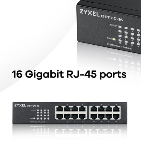 Switch Zyxel GS1100-16 16p Unmanaged Gigabit Switch Zyxel GS1100-16 16p Unmanaged Gigabit