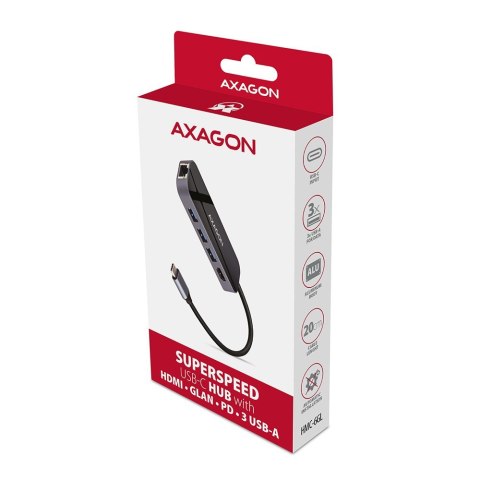 AXAGON Axagon HMC-6GL stacja dokująca USB 3.2 Gen 1 (3.1 Gen 1) Type-C Czarny, Szary
