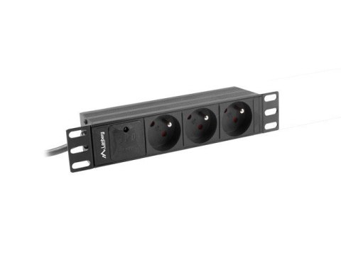 Lanberg Listwa RACK Lanberg PDU-03E-0200-BK (3 x Typ E; 16 A (3680 W); 2m; kolor czarny)