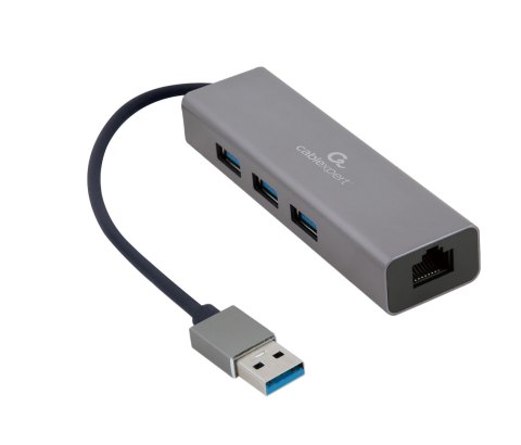 GEMBIRD GEMBIRD ADAPTER USB-AM DO LAN GIGABIT HUB USB 3.0 X3 CZARNY