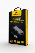 GEMBIRD GEMBIRD ADAPTER USB-AM DO LAN GIGABIT HUB USB 3.0 X3 CZARNY