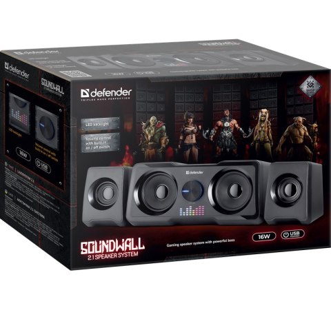 Defender DEFENDER GŁOŚNIKI SOUNDWALL 2.1 16W 65214