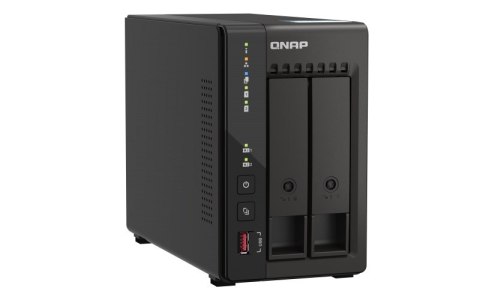 QNAP Qnap TS-253E-8G, Tower, 2 x 2.5"/3.5" SATA, Intel Celeron J6412 4C/4T, 8 GB DDR4 onboard not expandable, 2 x 2.5GbE, External ad