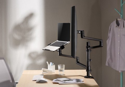 GEMBIRD GEMBIRD BIURKOWE REGULOWANE RAMIĘ/UCHWYT NA MONITOR + PODSTAWKA NA NOTEBOOKA 17-32, VESA 100X100MM, DO 8 KG