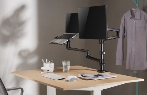 GEMBIRD GEMBIRD BIURKOWE REGULOWANE RAMIĘ/UCHWYT NA MONITOR + PODSTAWKA NA NOTEBOOKA 17-32, VESA 100X100MM, DO 8 KG