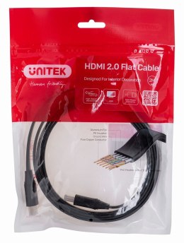 UNITEK UNITEK KABEL HDMI 2.0 4K60HZ, PŁASKI, 2M, C11063BK-2M