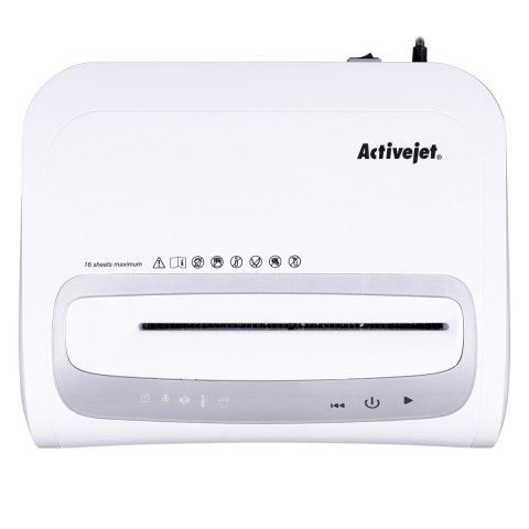 Activejet Niszczarka Activejet ASH-1602M, P-5, 28 l, ścinki 2x14 mm, biała