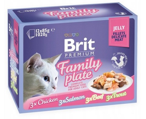 Brit Brit Premium Family Plate dla kotów filety w galarecie mix smaków 12x85g Brit Brit Premium Family Plate dla kotów filety w galarecie mix smaków 12x85g