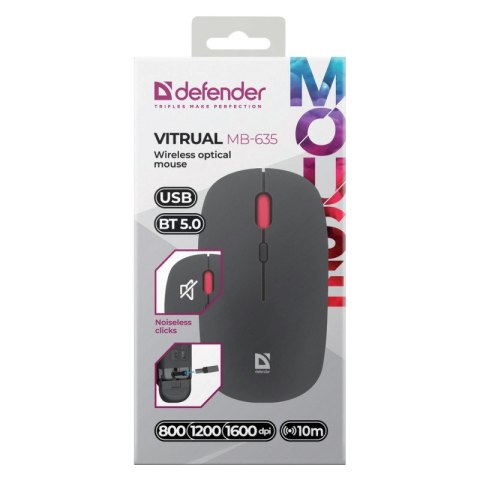 Defender DEFENDER MYSZ VITRUAL MB-635 RF+BT SILENT 1600dpi 4P