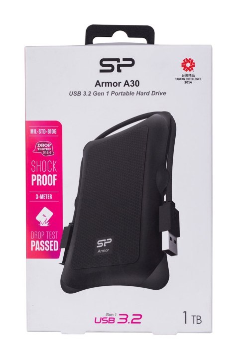 Silicon Power Dysk zewnętrzny HDD Silicon Power Armor A30 (1TB; 2.5"; USB 3.2; 5400 obr/min; Black; SP010TBPHDA30S3A)