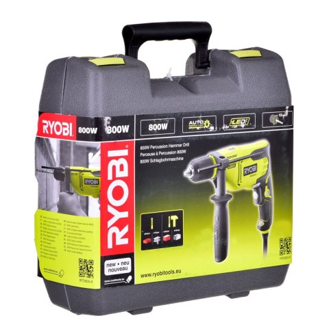 RYOBI Wiertarka udarowa Ryobi RPD800-K 800 W 3000 RPM uchwyt bezkluczykowy 1,8 kg RYOBI Wiertarka udarowa Ryobi RPD800-K 800 W 3000 RPM uchwyt bezkluczykowy 1,8 kg