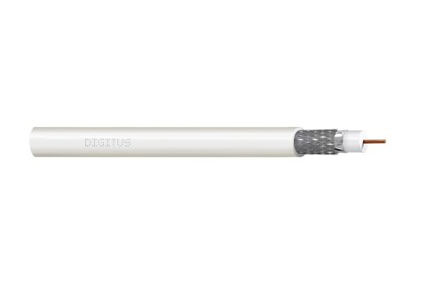 DIGITUS Kabel koncentryczny DIGITUS RG-6, 75 Ohm, ekran (2x folia +oplot 77%), Eca, PVC, 100m, biały