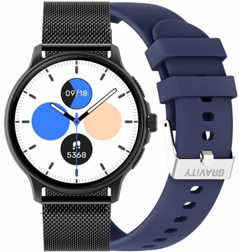 Gravity Smartwatch Damski GRAVITY GT12-2 Granatowy Pasek Silikonowy + Czarna Bransoleta Gravity Smartwatch Damski GRAVITY GT12-2 Granatowy Pasek Silikonowy + Czarna Bransoleta