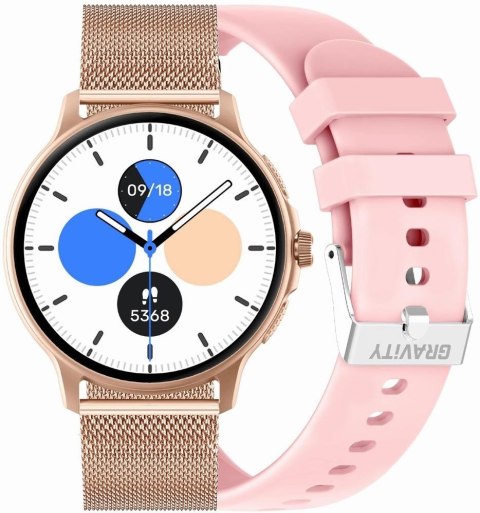 Gravity Smartwatch Damski GRAVITY GT12-3 Różowy Pasek Silikonowy + Bransoleta Różowe Złoto