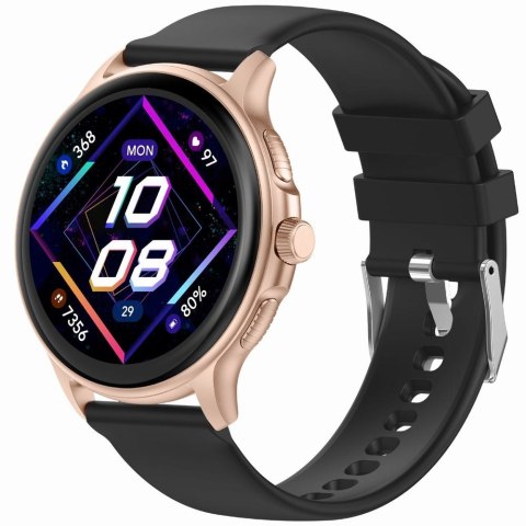 Gravity Smartwatch Damski GRAVITY GT12-4 Czarny Pasek Silikonowy + Bransoleta Różowe Złoto Gravity Smartwatch Damski GRAVITY GT12-4 Czarny Pasek Silikonowy + Bransoleta Różowe Złoto