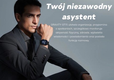 Gravity Smartwatch Damski GRAVITY GT15-11 Granatowy Pasek Silikonowy + Złota Bransoleta Gravity Smartwatch Damski GRAVITY GT15-11 Granatowy Pasek Silikonowy + Złota Bransoleta