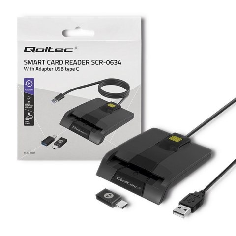 Qoltec QOLTEC CZYTNIK CHIPOWYCH KART ID INTELIGENTNY | SCR-0634 | USB TYP C