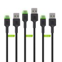 Green Cell GREEN CELL ZESTAW KABLI KABGCSET03 3X KABEL GC RAY USB - USB-C 30CM, ZIELONY LED