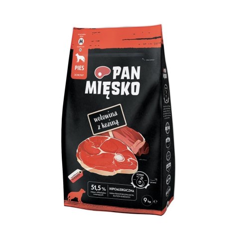 PAN MIĘSKO Pan Mięsko wołowina,kozina,warzywa sucha karma dla psa M 9kg