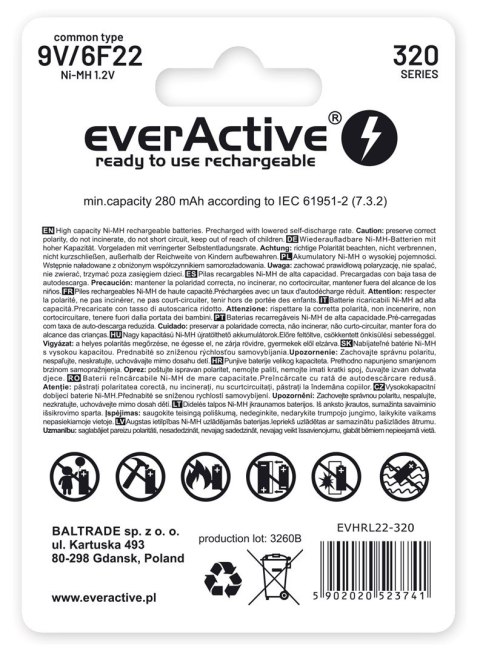 EverActive Zestaw akumulatorków everActive EVHRL22-320 (320 mah ; Ni-MH)