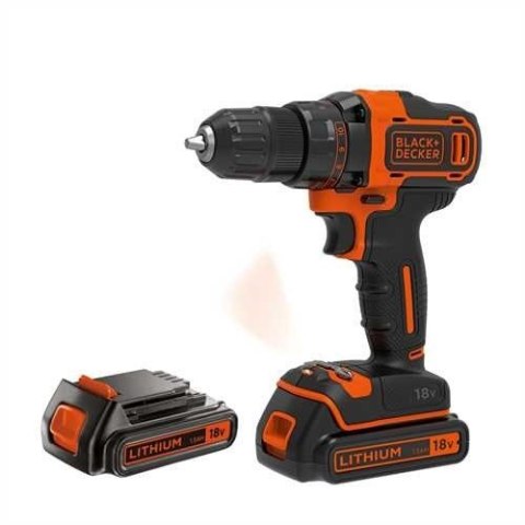 Black&Decker Akumulatorowa wiertarko-wkrętarka 18V Black+Decker [BDCDD186KB-QW] Li-Ion, 2x1,5Ah