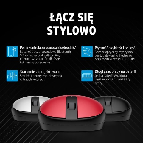 Hewlett-Packard Mysz HP 240 Pike Silver Bluetooth Mouse bezprzewodowa srebrno-czarna 43N04AA