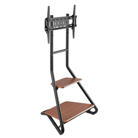 Maclean MACLEAN UCHWYT WOLNOSTOJĄCY POD TV / NAROŻNY, W STYLU BAUHAUS, DWUPOZIOMOWE DREWNIANE PÓŁKI 40KG MAX 37-75'' MC-455