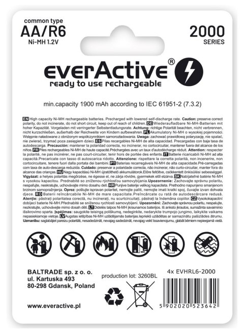 EverActive Zestaw akumulatorków everActive EVHRL6-2000 (2000mAh ; Ni-MH)