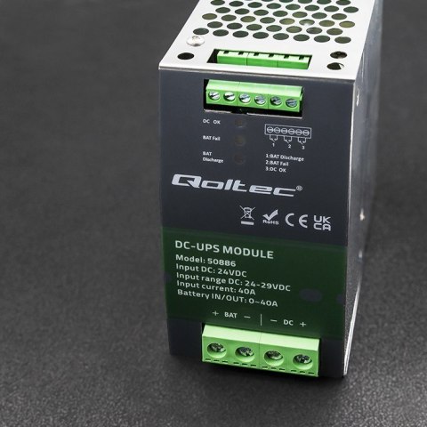 Qoltec QOLTEC MODUŁ UPS DC NA SZYNĘ DIN | 40A | 24V Qoltec QOLTEC MODUŁ UPS DC NA SZYNĘ DIN | 40A | 24V