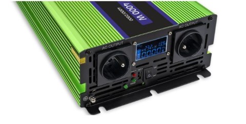 Qoltec QOLTEC PRZETWORNICA NAPIĘCIA MONOLITH | ŁADOWANIE BATERII | UPS | 2000W | 4000W | 12V NA 230V | CZYSTY SINUS | LCD