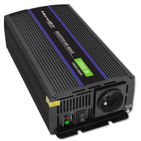 Qoltec Qoltec Przetwornica napięcia Monolith 2000 MS Wave | 12V na 230V | 1000/2000W | USB