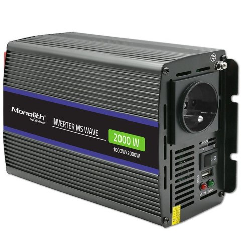 Qoltec Qoltec Przetwornica napięcia Monolith 2000 MS Wave | 12V na 230V | 1000/2000W | USB