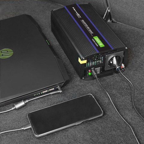 Qoltec Qoltec Przetwornica napięcia Monolith 2000 MS Wave | 12V na 230V | 1000/2000W | USB