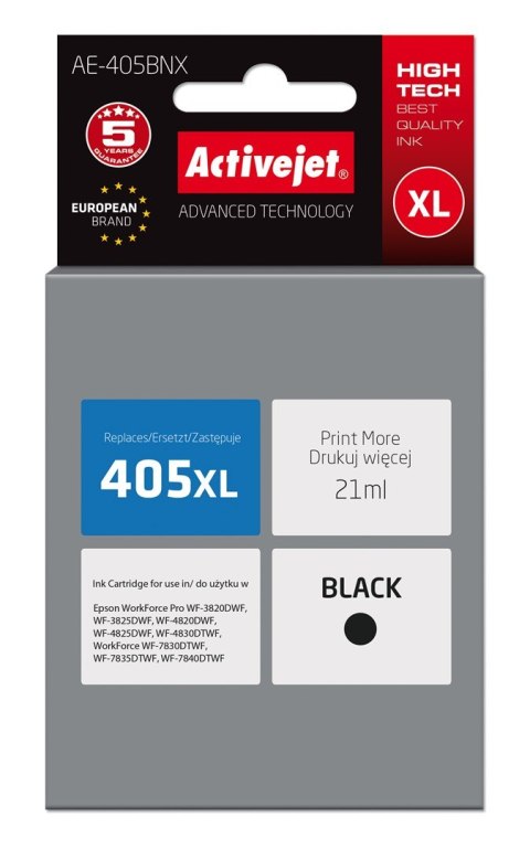 Activejet Activejet AE-405BNX Tusz (zamiennik Epson 405XL C13T05H14010; Supreme; 21ml; black)