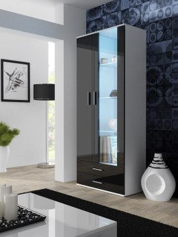 Cama MEBLE Witryna SOHO S6 2D2S biały/ czarny połysk