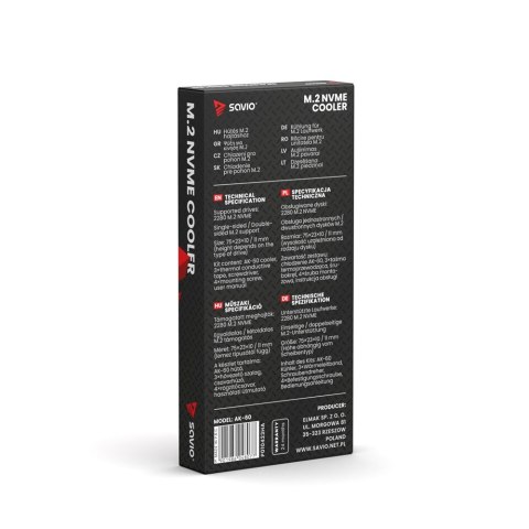 SAVIO SAVIO CHŁODZENIE DO DYSKÓW M.2 NVME 2280 COOLER AK-60