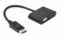 GEMBIRD GEMBIRD ADAPTER NA KABLU DISPLAYPORT MĘSKI NA ŻEŃSKI HDMI + ŻEŃSKI VGA CZARNY, 10CM