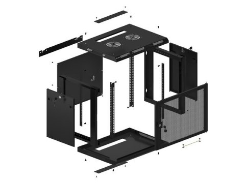 Lanberg SZAFA INSTALACYJNA RACK WISZĄCA 19" 9U 600X450 CZARNA DRZWI PERFOROWANE LANBERG (FLAT PACK)