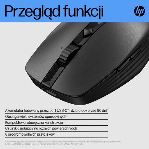 Hewlett-Packard Mysz HP 710 Rechargeable Silent Mouse Black bezprzewodowa z akumulatorem czarna 6E6F2AA