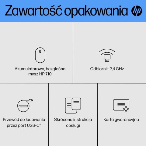 Hewlett-Packard Mysz HP 710 Rechargeable Silent Mouse Black bezprzewodowa z akumulatorem czarna 6E6F2AA