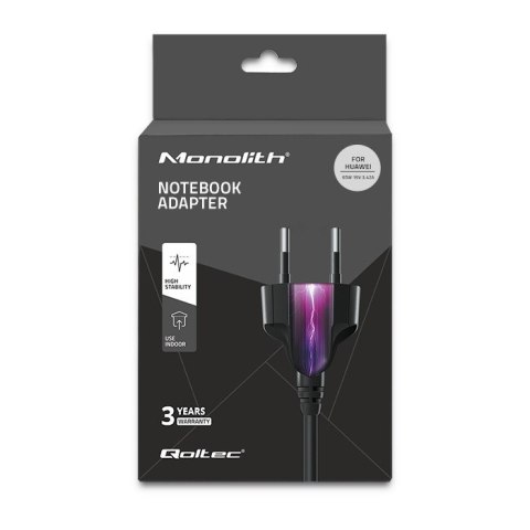 Qoltec QOLTEC ZASILACZ DO HUAWEI 65W | 19V | 3.42A | 4.0*1.7 | +KABEL ZASILAJĄCY