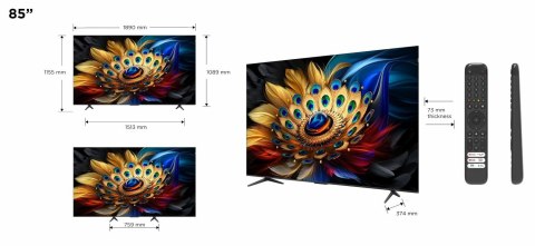 TCL Telewizor TCL 85C655 QLED 85'' 4K Ultra HD Google TV Dolby Atmos DVB-T2 Czarny
