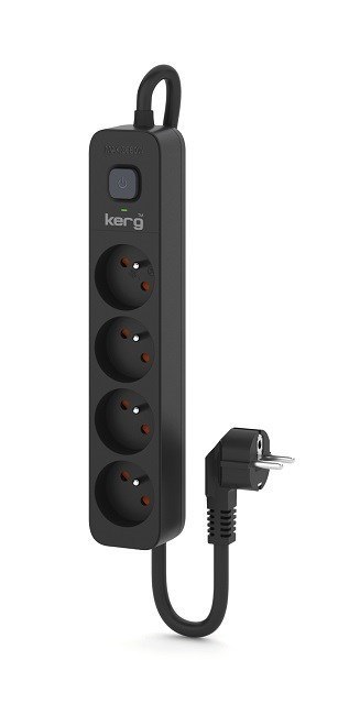 KERG Listwa zasilająca KERG z wyłącznikiem-4 gniazda 16A 5m ; czarny