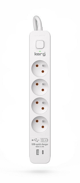 KERG Listwa zasilająca KERG z wyłącznikiem-4 gniazda USBC+USBA 16A 3m