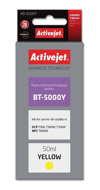 Activejet Activejet AB-5000Y Buteleczka z tuszem (zamiennik do Brother BT-5000Y; Supreme; 50 ml; żółty)