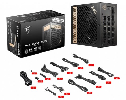 MSI Zasilacz MSI MEG Ai1300P PCIE5 1300W 80+ Platinum ATX 3.1 MSI Zasilacz MSI MEG Ai1300P PCIE5 1300W 80+ Platinum ATX 3.1