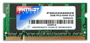 Patriot Memory Pamięć Patriot Memory Signature PSD22G8002S (DDR2 SO-DIMM; 1 x 2 GB; 800 MHz; CL6)