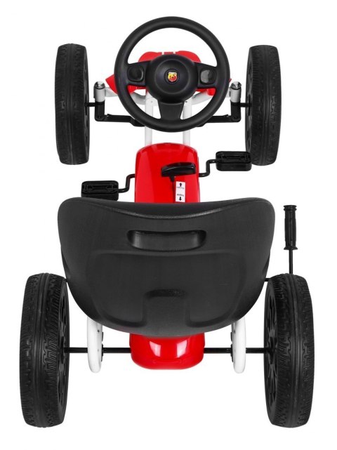 Gokart ABARTH na pedały dla dzieci Czerwony + Koła EVA + Hamulec ręczny + Wolny bieg Gokart ABARTH na pedały dla dzieci Czerwony + Koła EVA + Hamulec ręczny + Wolny bieg