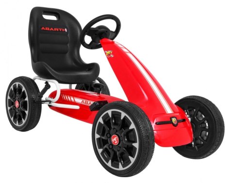 Gokart ABARTH na pedały dla dzieci Czerwony + Koła EVA + Hamulec ręczny + Wolny bieg Gokart ABARTH na pedały dla dzieci Czerwony + Koła EVA + Hamulec ręczny + Wolny bieg