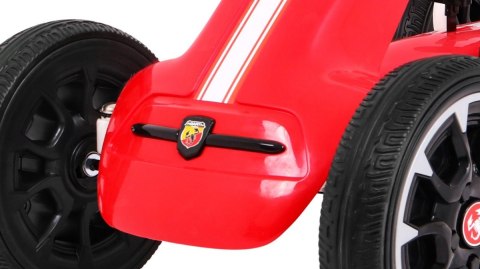Gokart ABARTH na pedały dla dzieci Czerwony + Koła EVA + Hamulec ręczny + Wolny bieg Gokart ABARTH na pedały dla dzieci Czerwony + Koła EVA + Hamulec ręczny + Wolny bieg
